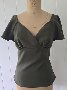 Vixen By Micheline Pitt Babydoll Top in Olive